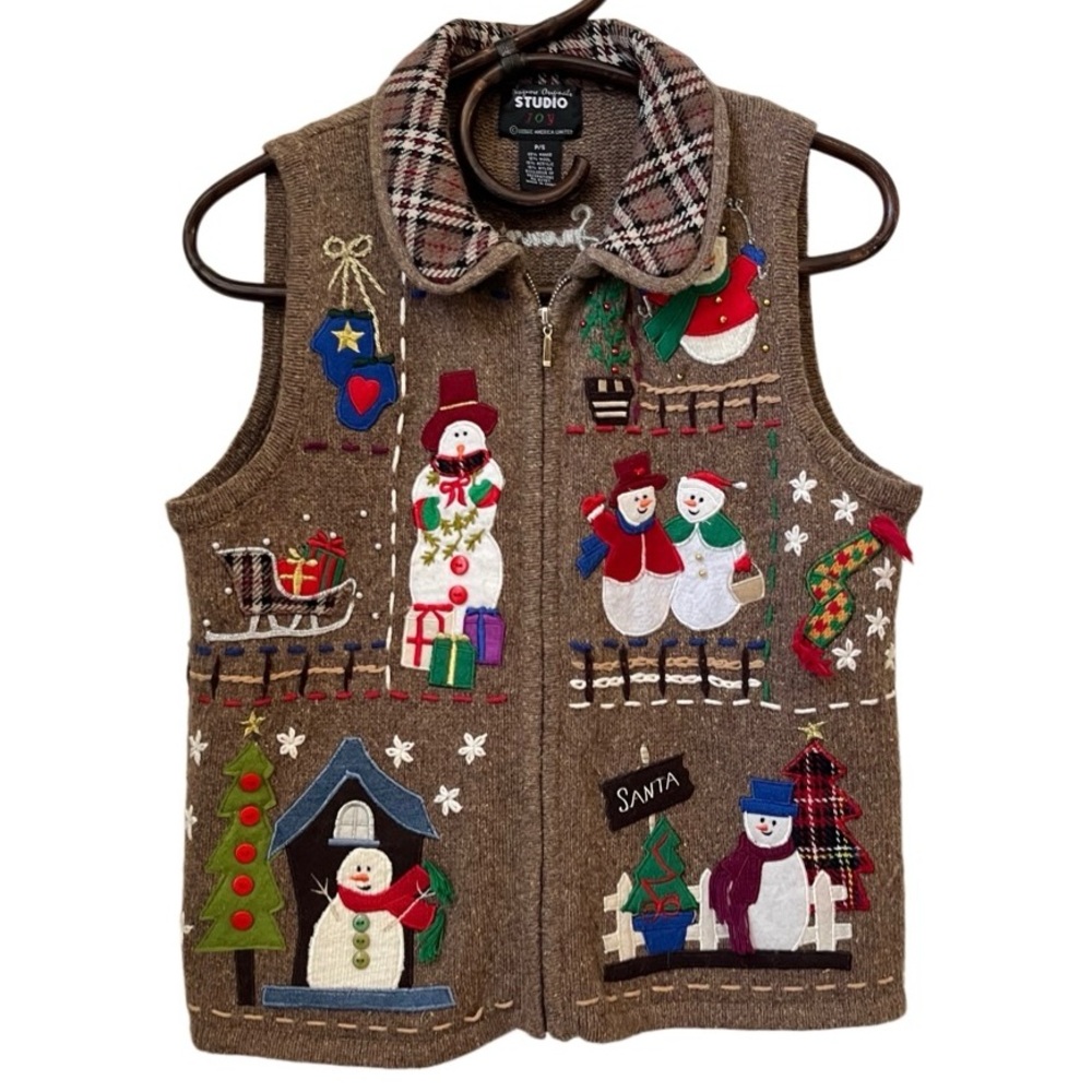 Vintage Studio Joy Wool Blend Patchwork Sweater V… - image 1